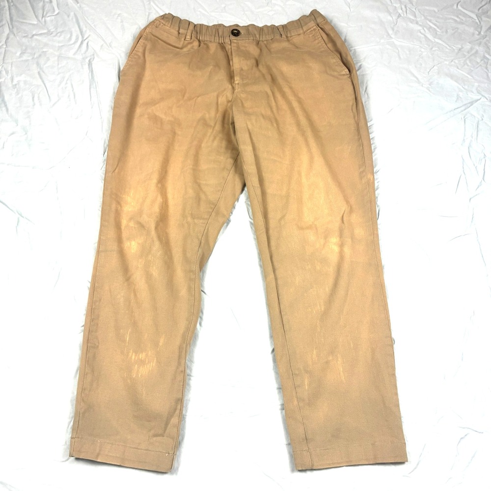 Cove USA Pants Khaki Brown Chino 34 x 27 Elastic Stretch Straight Cut Fades